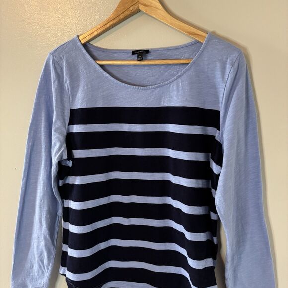 Talbots Blue Striped Long Sleeve Top Lightweight Shirt Sz XL - Picture 2 of 6